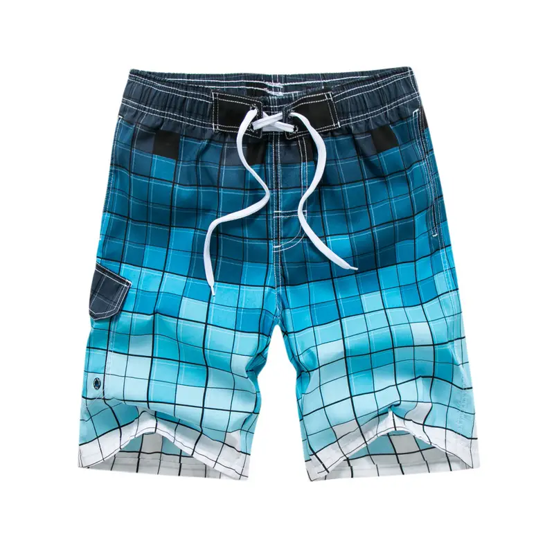 Men's Black White Plaid Shorts Beach Wear - Image 3