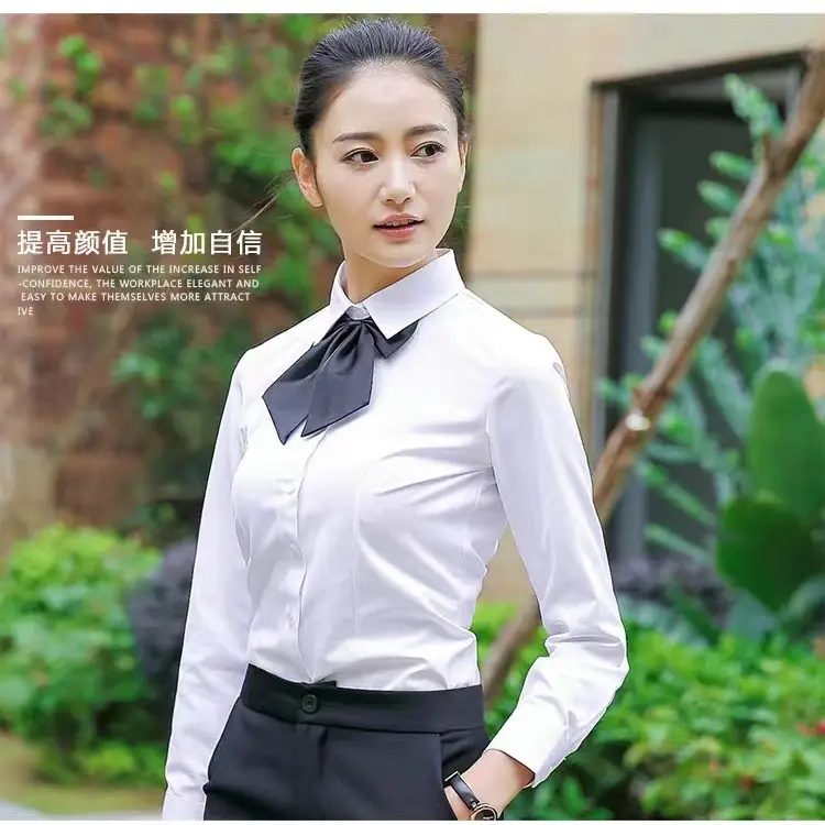 Men's White Embroidered Business Shirt Long Sleeve - Image 15