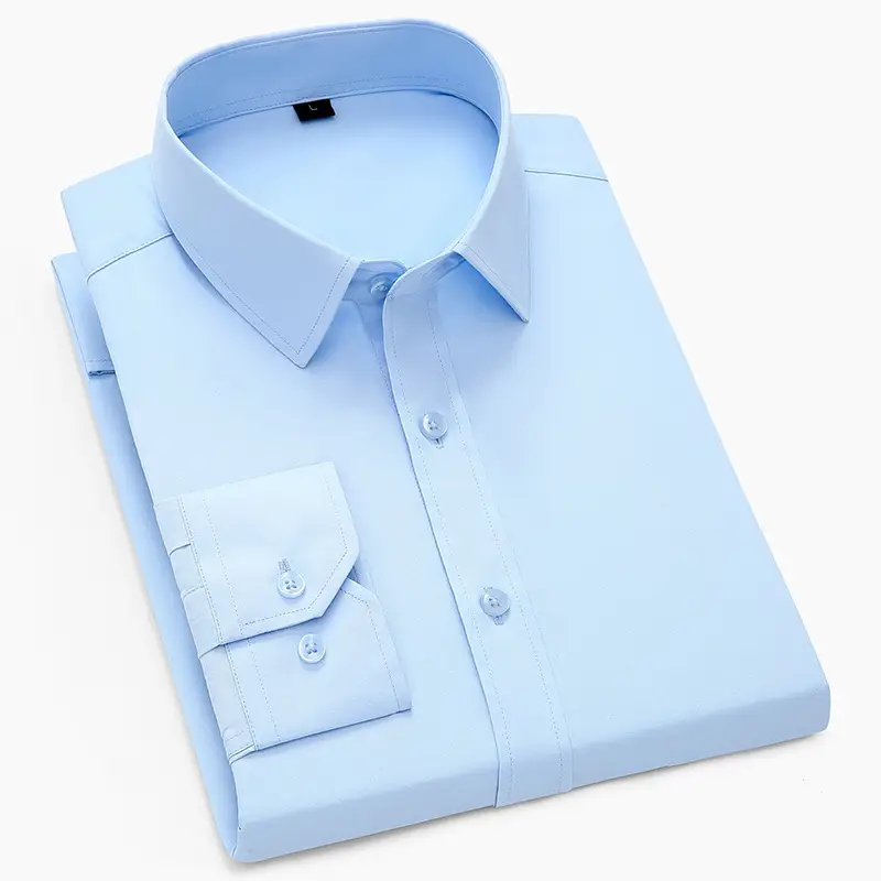Men's White Embroidered Business Shirt Long Sleeve - Image 8