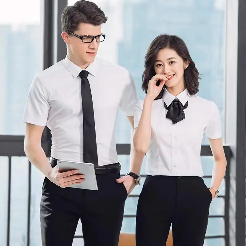 Men Slim Fit White Tie Shirt Business Wear - Image 18