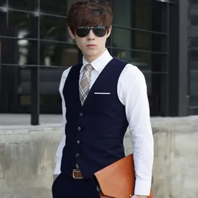Men's Slim Fit Gray Suit Vest Large Size - Image 4