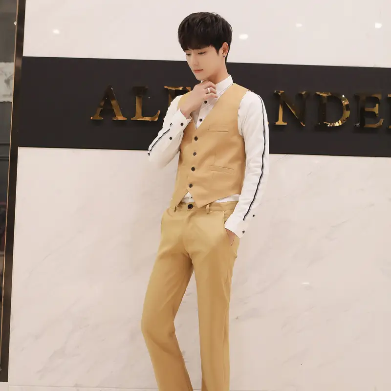 Men's Slim Fit Gray Suit Vest Large Size - Image 5
