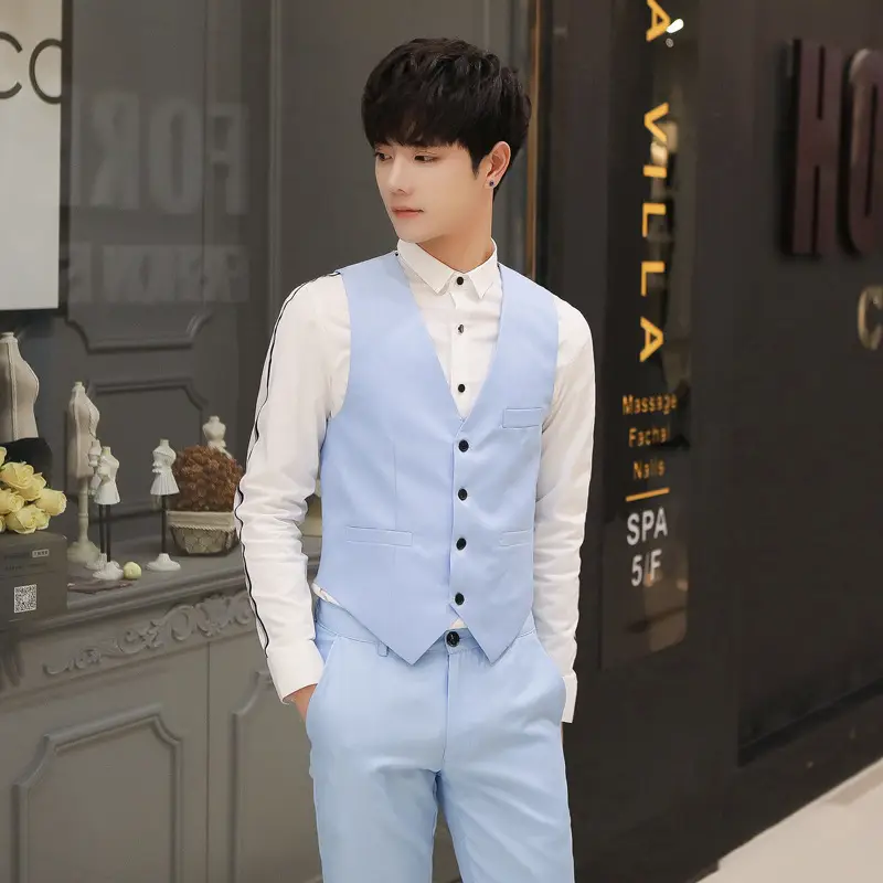 Men's Slim Fit Gray Suit Vest Large Size - Image 6