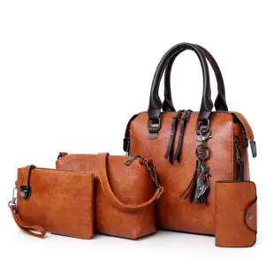 2024 Women's 4-Piece Pink Leather Handbag Set — feature 7