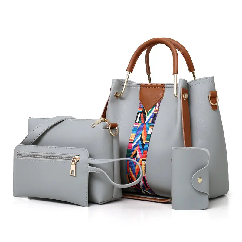 2024 Women's 4-Piece Pink Leather Handbag Set - Image 2