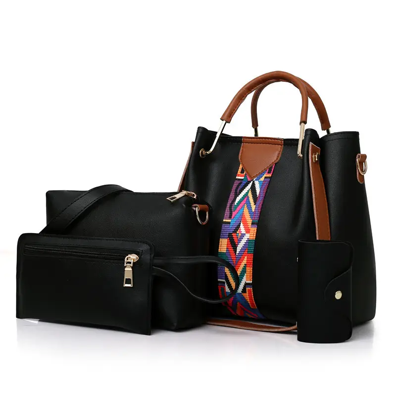 2024 Women's 4-Piece Pink Leather Handbag Set - Image 4