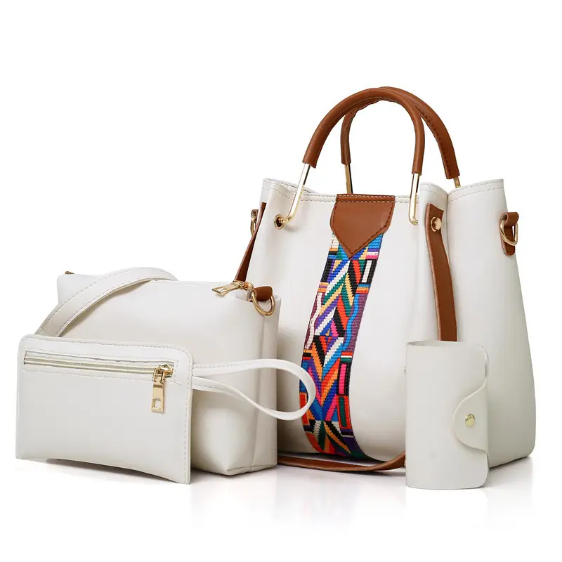 2024 Women's 4-Piece Pink Leather Handbag Set - Image 6