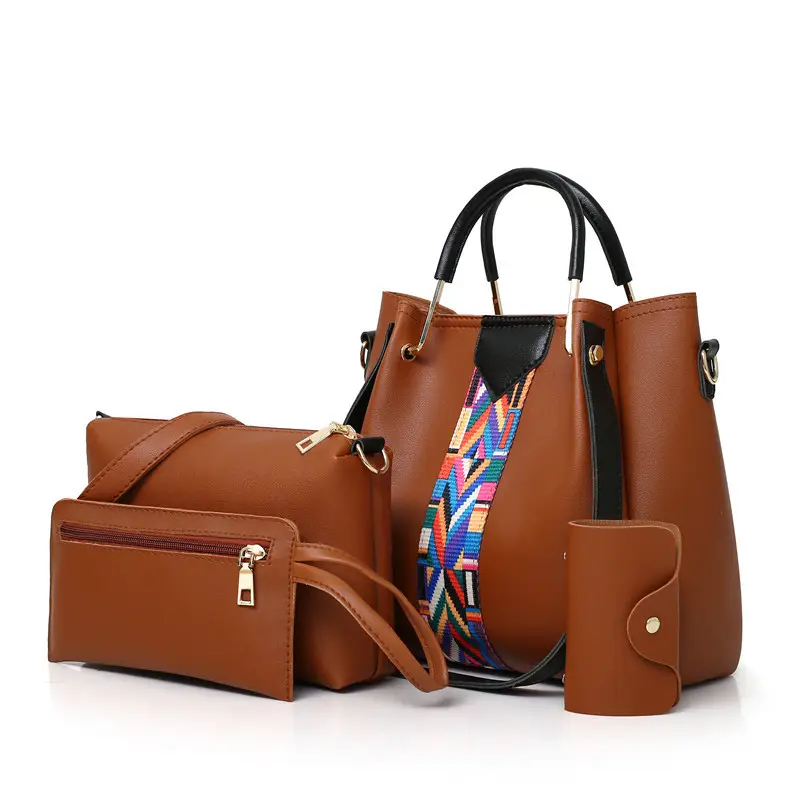 2024 Women's 4-Piece Pink Leather Handbag Set - Image 7