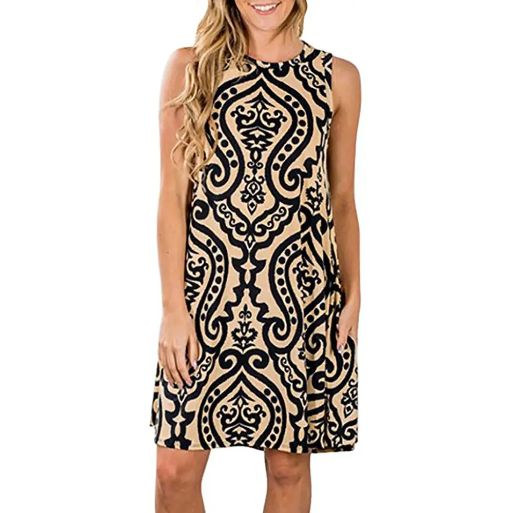 Printed Sleeveless Floral Dress 35 Colors