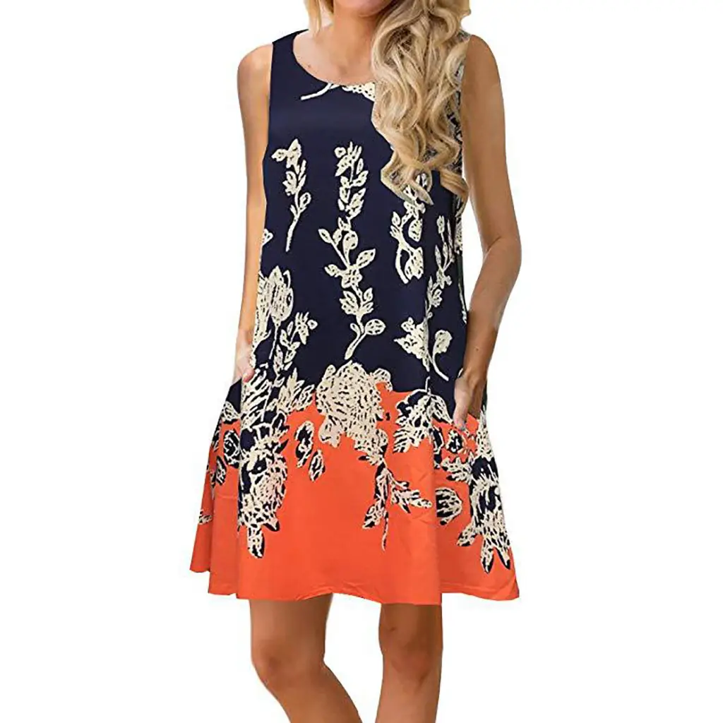Printed Sleeveless Floral Dress 35 Colors