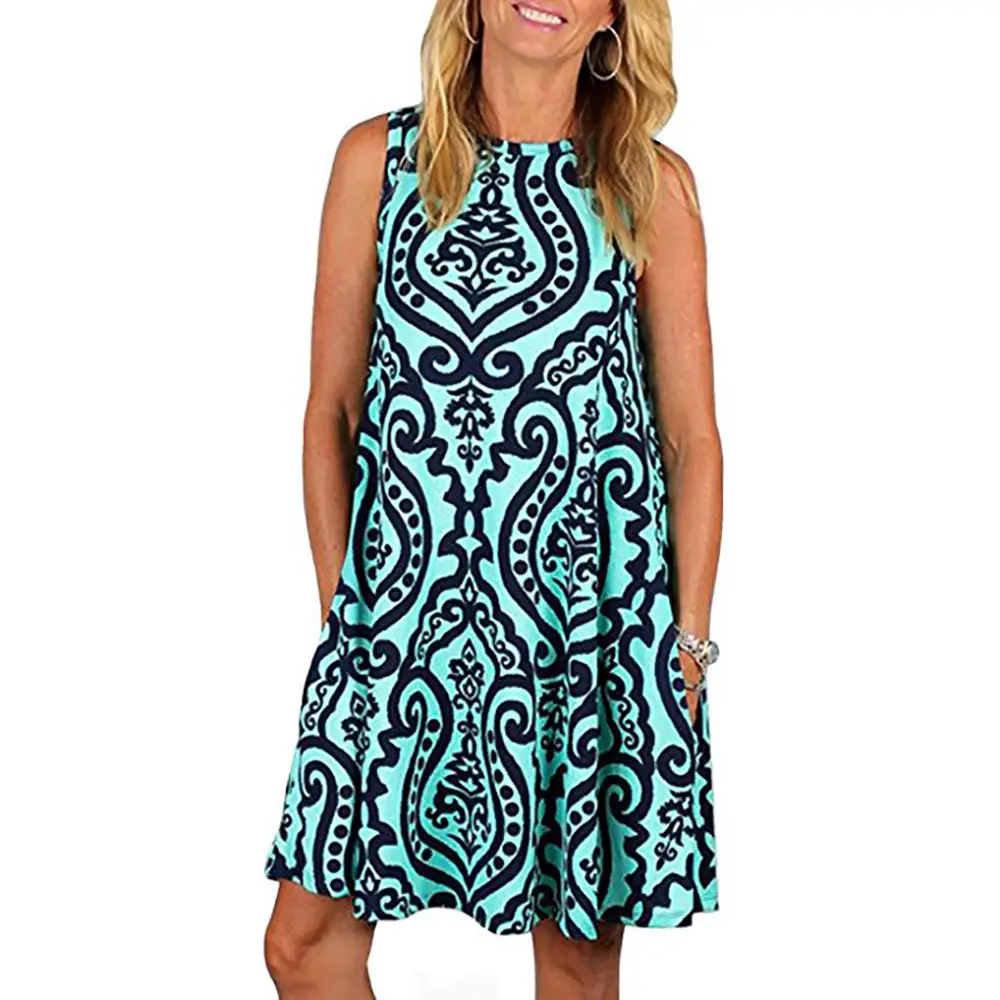 Printed Sleeveless Floral Dress 35 Colors