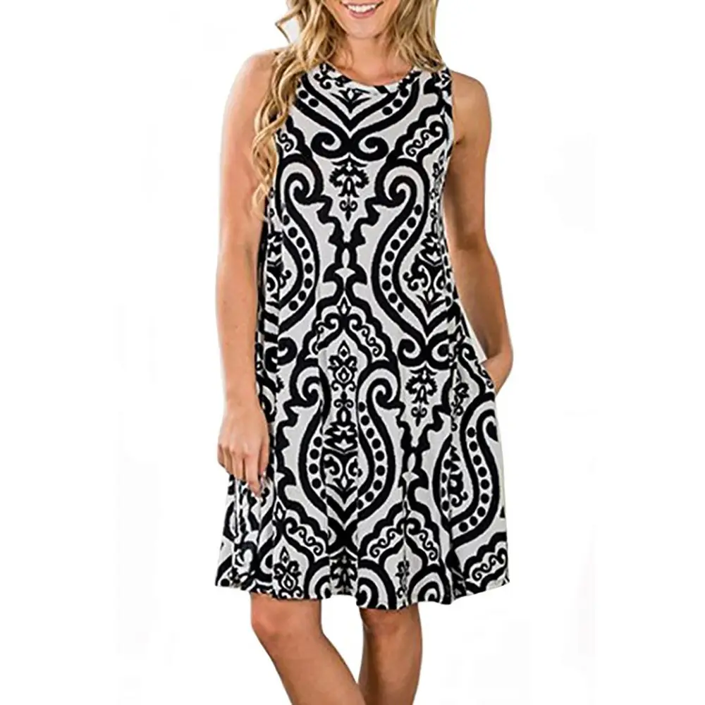 Printed Sleeveless Floral Dress 35 Colors