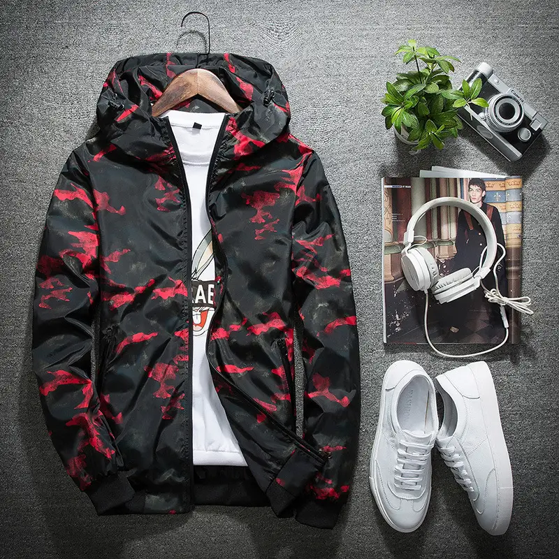New Spring and Autumn Men's Jacket Men's Korean Style Fashion Casual Camouflage Jacket Hooded Jacket Men's Wholesale Daifa