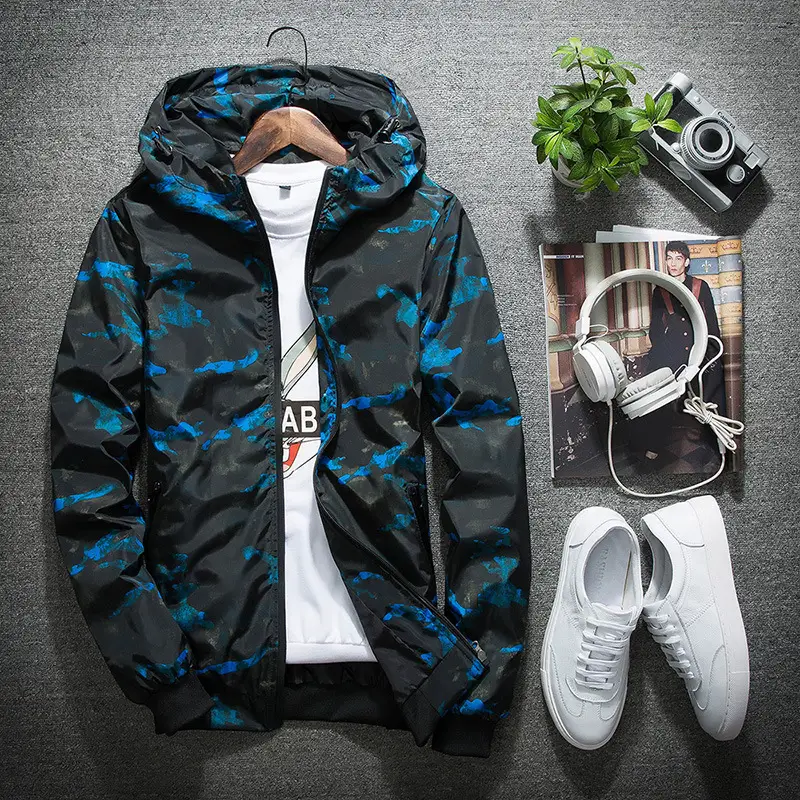 New Spring and Autumn Men's Jacket Men's Korean Style Fashion Casual Camouflage Jacket Hooded Jacket Men's Wholesale Daifa