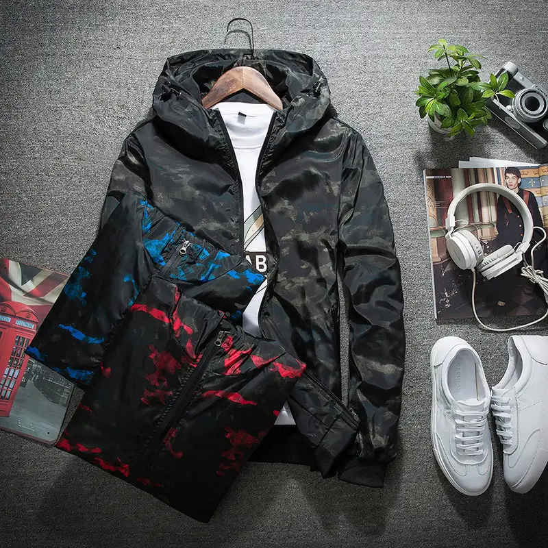 New Spring and Autumn Men's Jacket Men's Korean Style Fashion Casual Camouflage Jacket Hooded Jacket Men's Wholesale Daifa