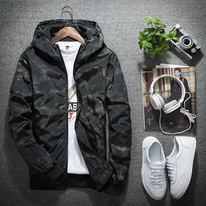 New Spring and Autumn Men's Jacket Men's Korean Style Fashion Casual Camouflage Jacket Hooded Jacket Men's Wholesale Daifa
