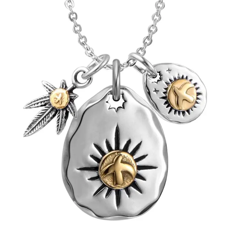 Japanese Flying Eagle Pendant Necklace for Men Women Titanium Steel