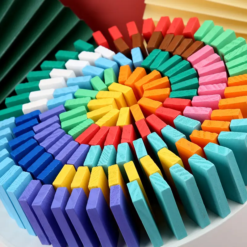 Domino Puzzle for Kids Wooden Building Blocks 120 Pcs