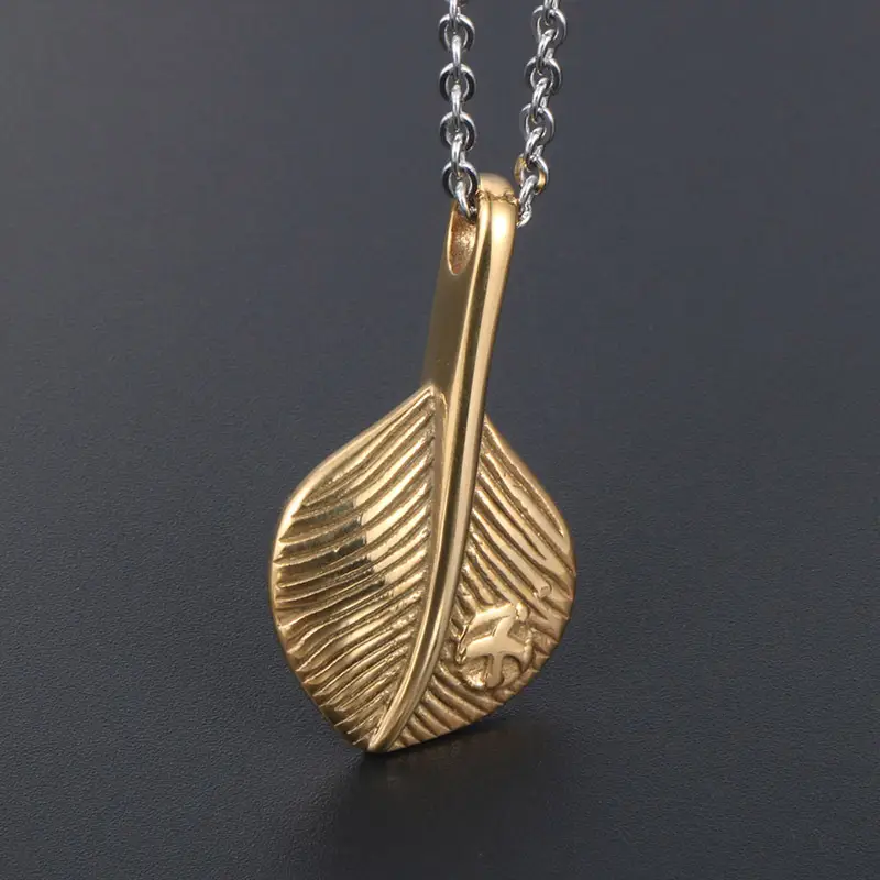 Vintage Feather Titanium Steel Necklace for Men Women - Image 2
