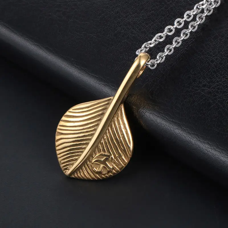 Vintage Feather Titanium Steel Necklace for Men Women - Image 4