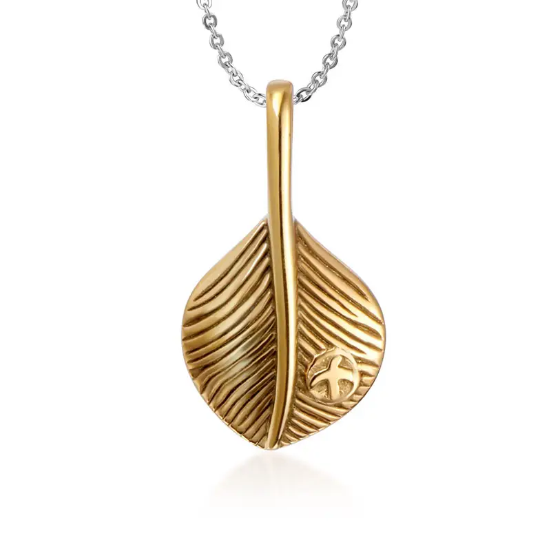 Vintage Feather Titanium Steel Necklace for Men Women - Image 5