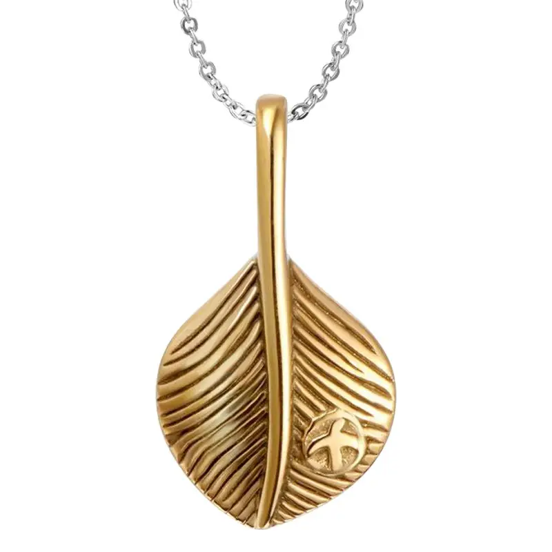 Vintage Feather Titanium Steel Necklace for Men Women