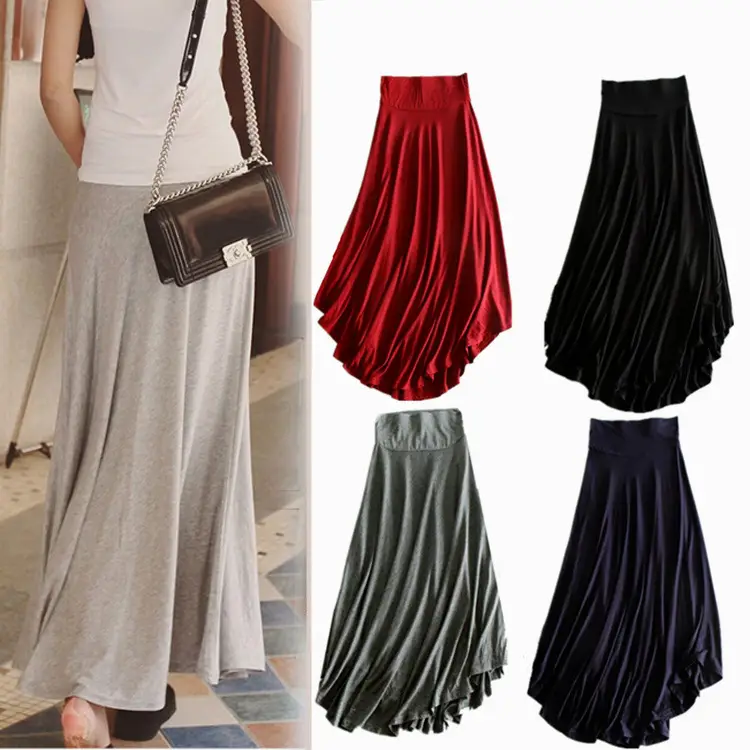 Women's New Modal High Waist Irregular Swing Skirt Black