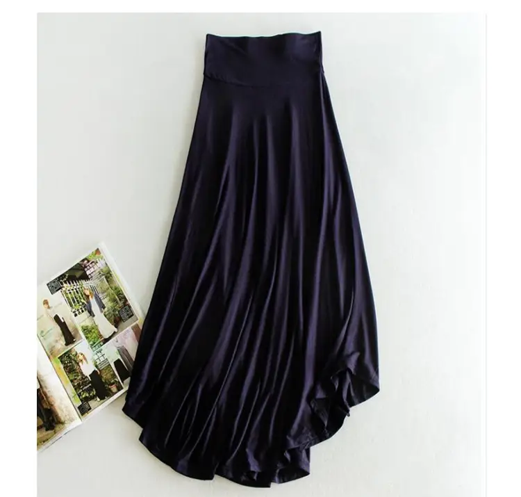 Women's New Modal High Waist Irregular Swing Skirt Black - Image 4