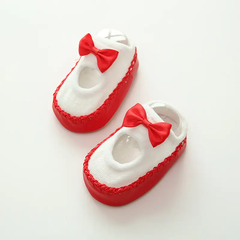 2026 New Baby Socks Beige Bow Soft Sole Walking