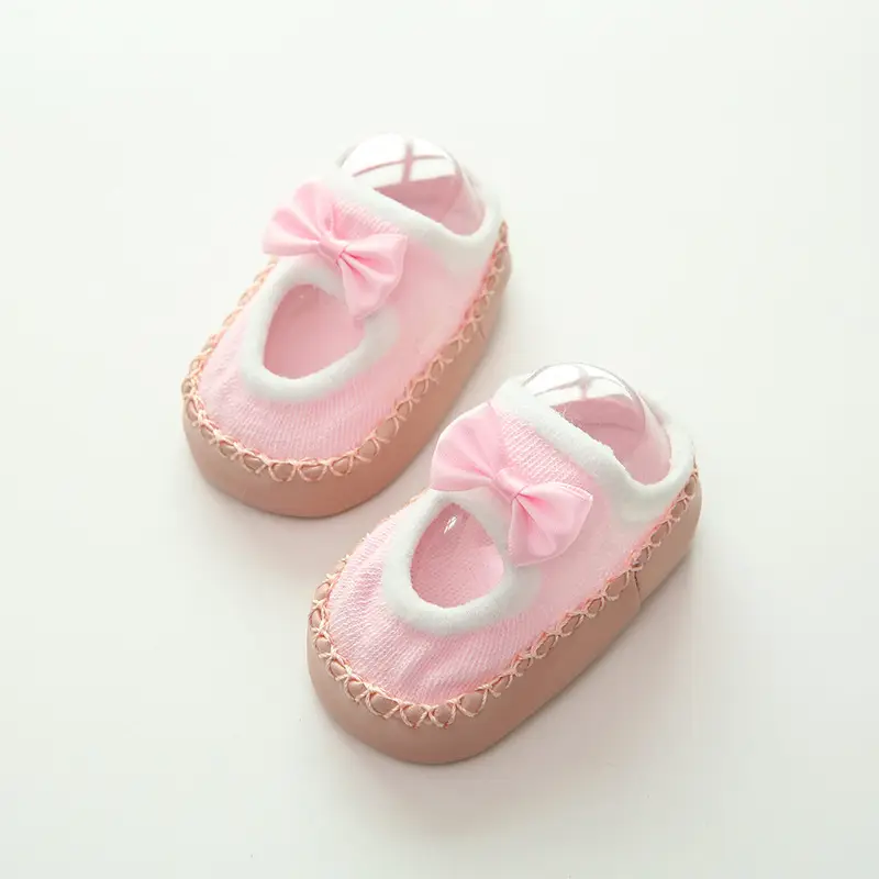 2026 New Baby Socks Beige Bow Soft Sole Walking - Image 3