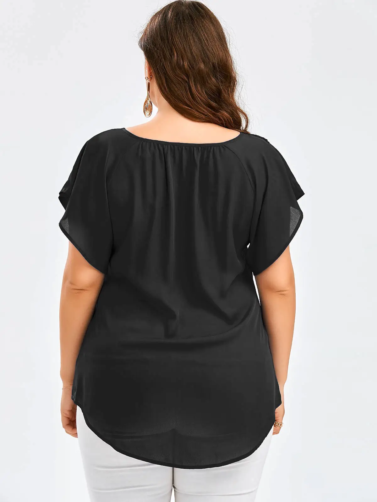 2018 Bell Sleeve T-Shirt Plus Size Yellow - Image 3