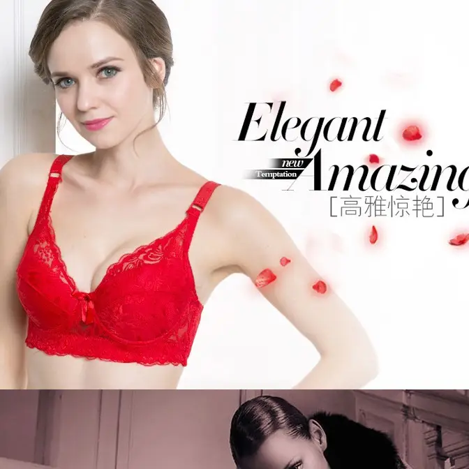 (Without steel ring) thin large size big chest small bra full cup without sponge bra sexy underwear women