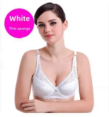 (Without steel ring) thin large size big chest small bra full cup without sponge bra sexy underwear women