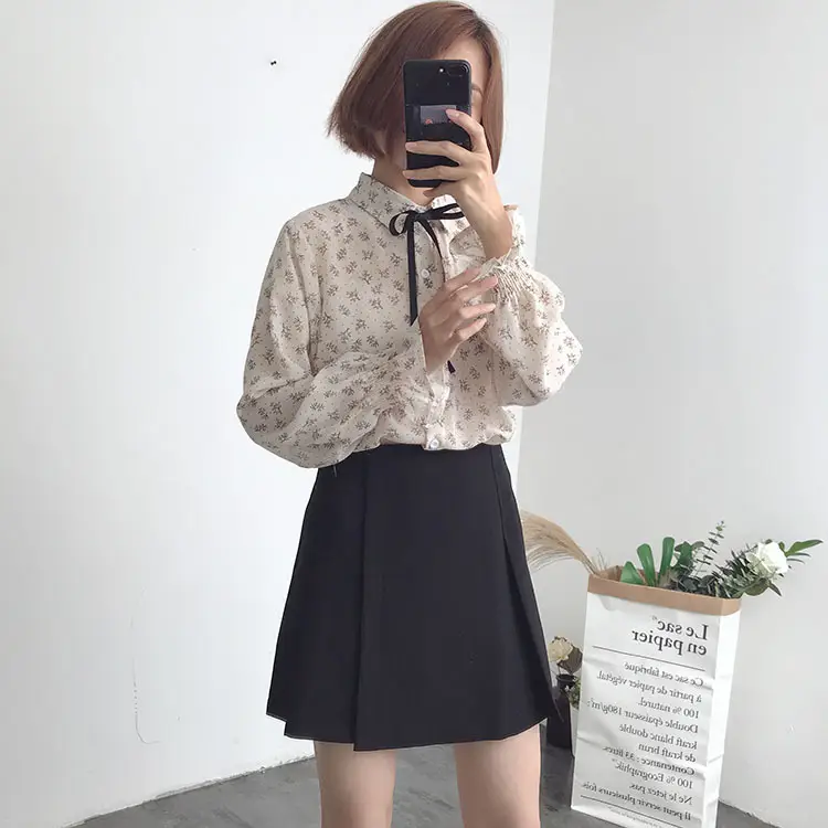 Women Pleated A Skirt Brown 2018 Spring Summer - Image 5