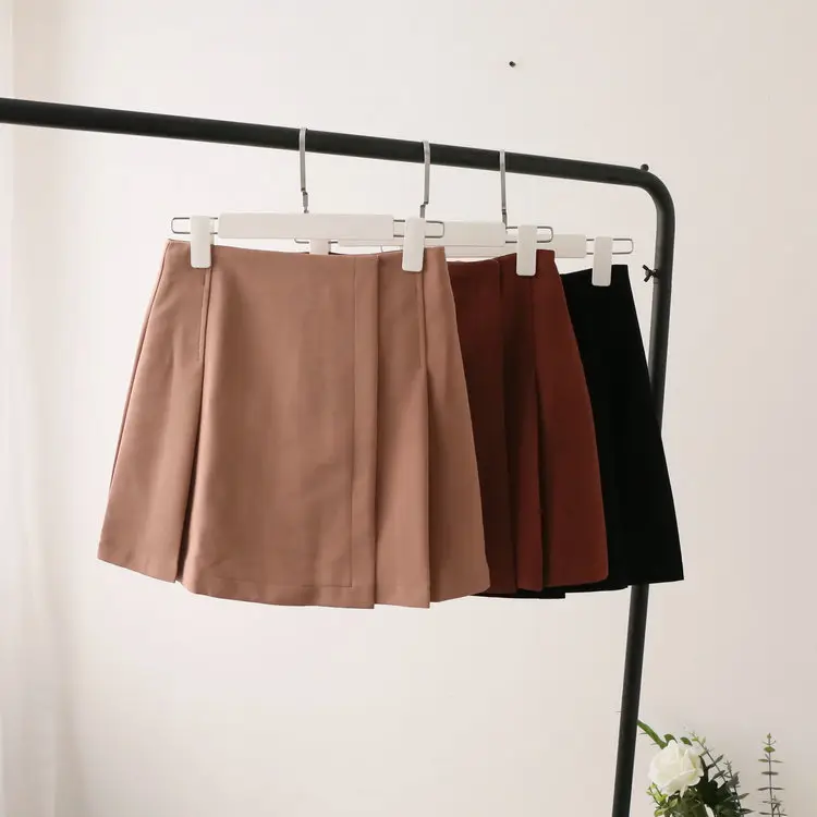 Women Pleated A Skirt Brown 2018 Spring Summer - Image 6