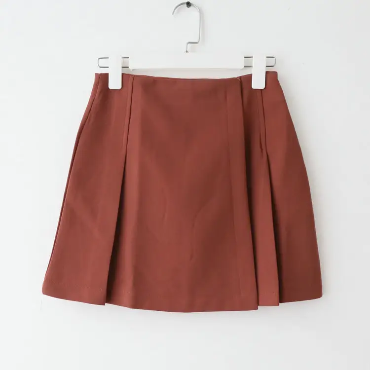 Women Pleated A Skirt Brown 2018 Spring Summer - Image 3