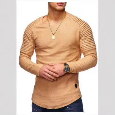 Men's White Striped Long Sleeve T-Shirt with Raglan Sleeve