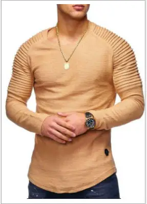 Men's White Striped Long Sleeve T-Shirt with Raglan Sleeve