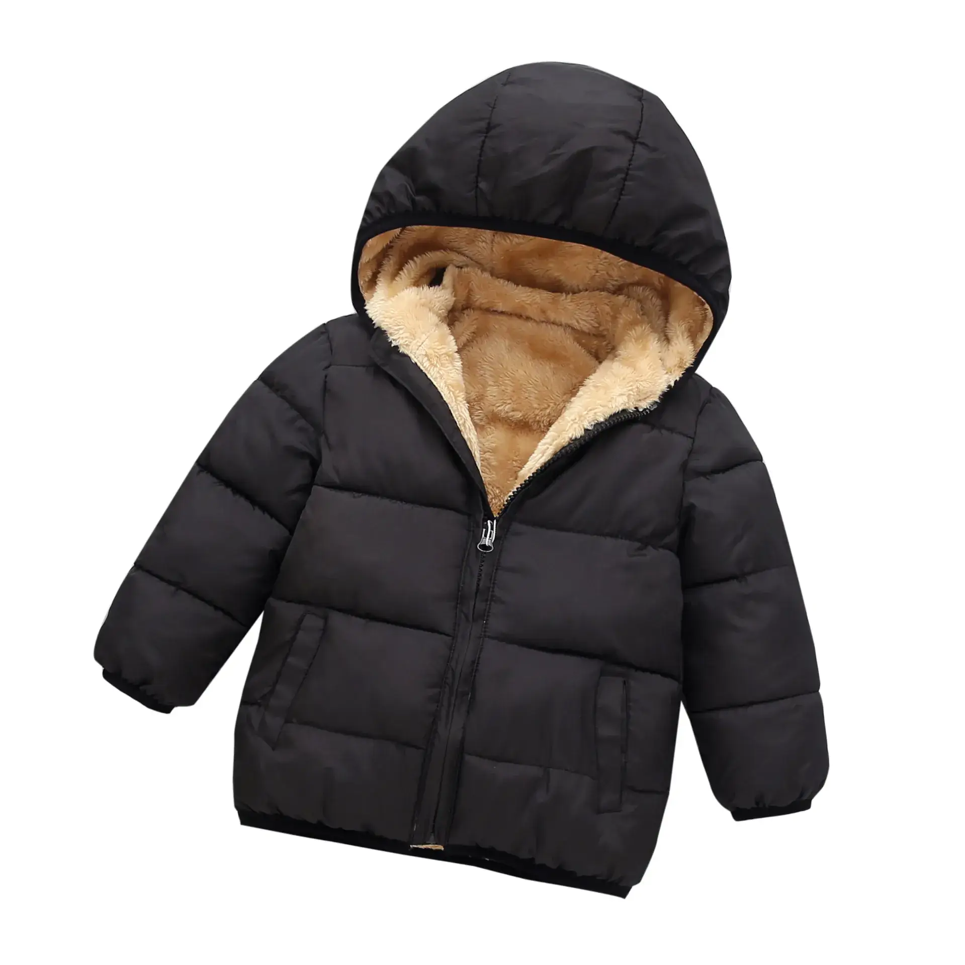 Red Hooded Puffer Jacket for Boys Girls Winter Warm