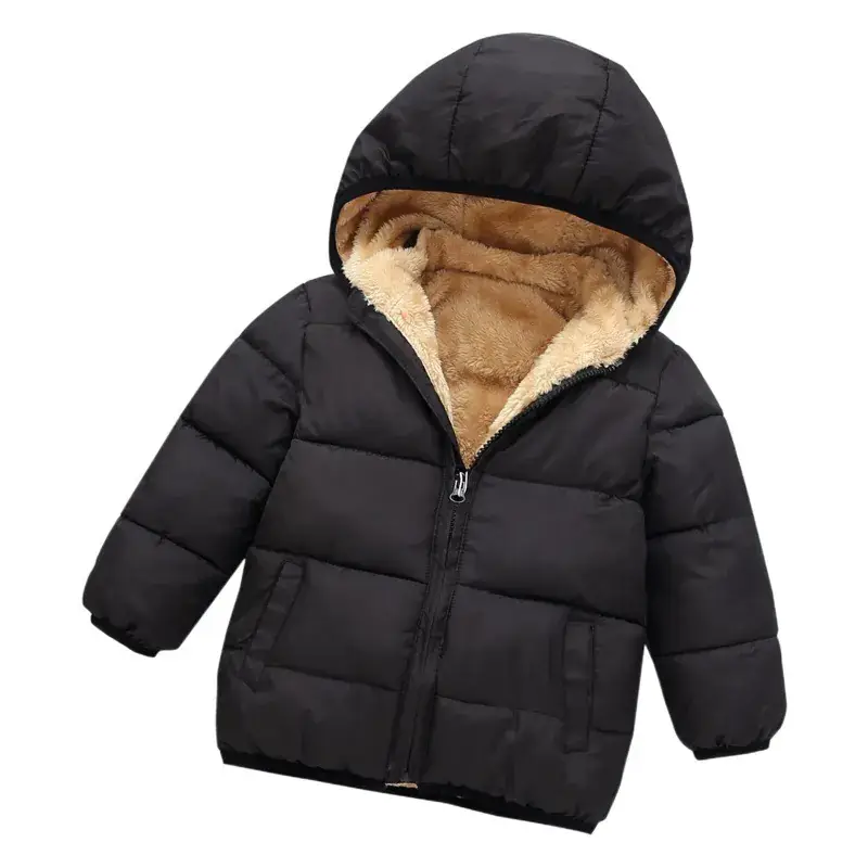 Red Hooded Puffer Jacket for Boys Girls Winter Warm