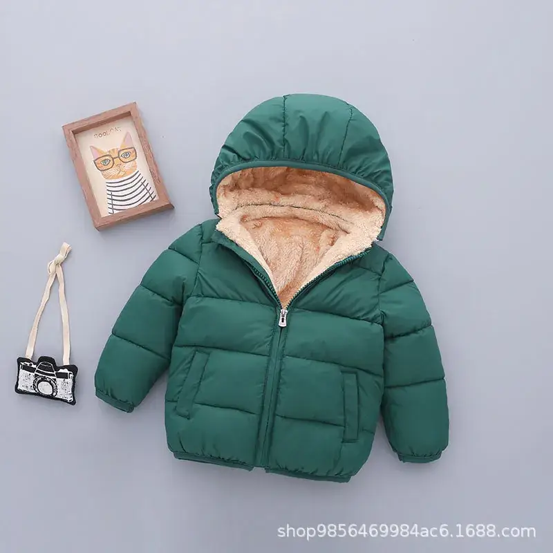 Red Hooded Puffer Jacket for Boys Girls Winter Warm