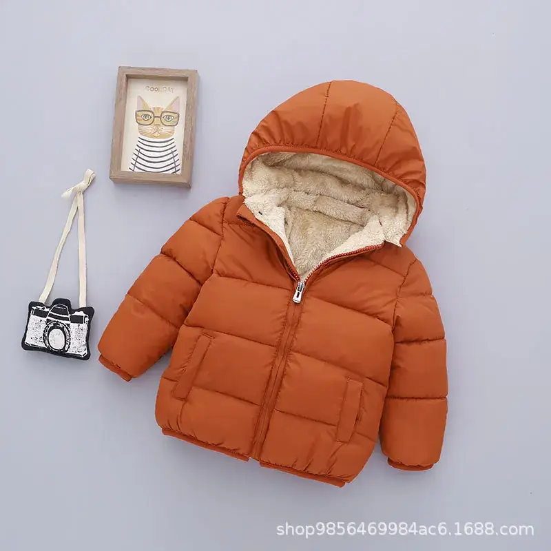 Red Hooded Puffer Jacket for Boys Girls Winter Warm