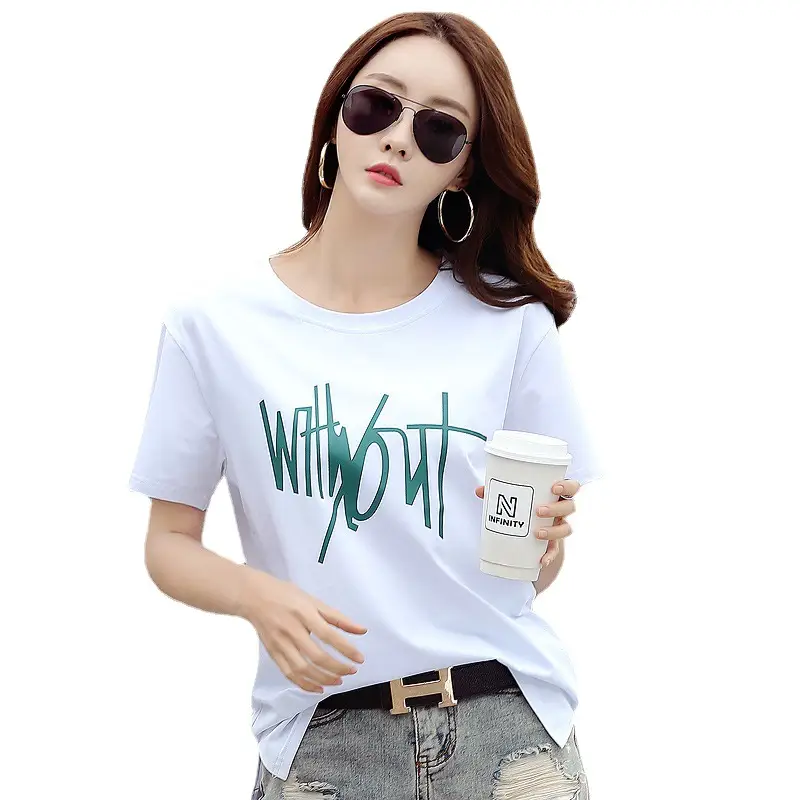 Korean Printed Women's T-Shirt Loose Large Size Export Supply - Image 10
