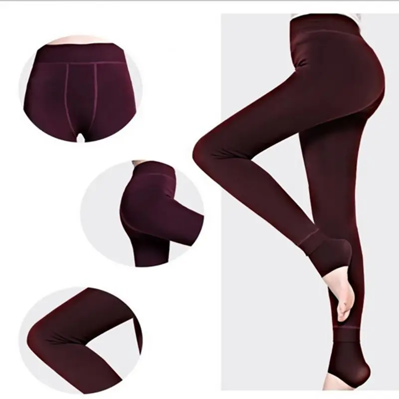 Women's Fleece-Lined Warm Leggings Navy Blue - Image 9