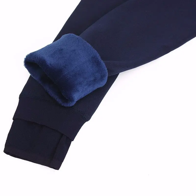 Women's Fleece-Lined Warm Leggings Navy Blue - Image 11