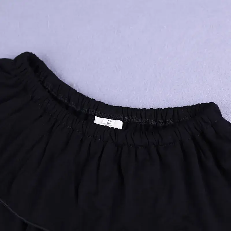 Girls Off-Shoulder Top Set Black Casual Wear