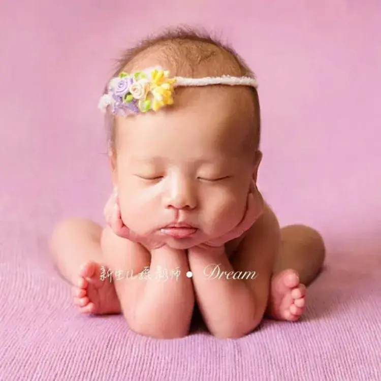 Newborn Baby Hair Band with Floral Embroidery - Image 39