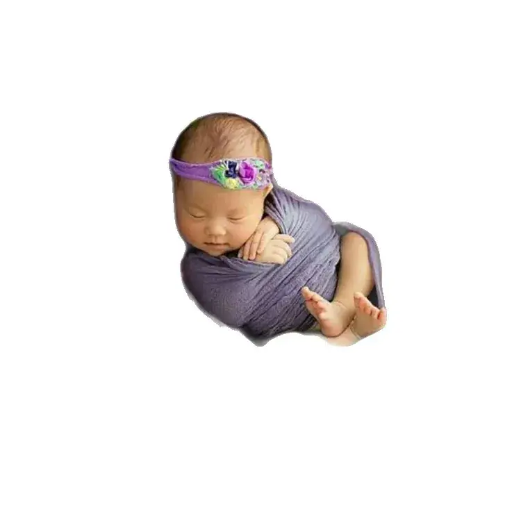 Newborn Baby Hair Band with Floral Embroidery - Image 40