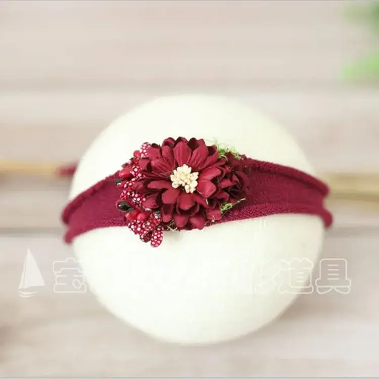 Newborn Baby Hair Band with Floral Embroidery