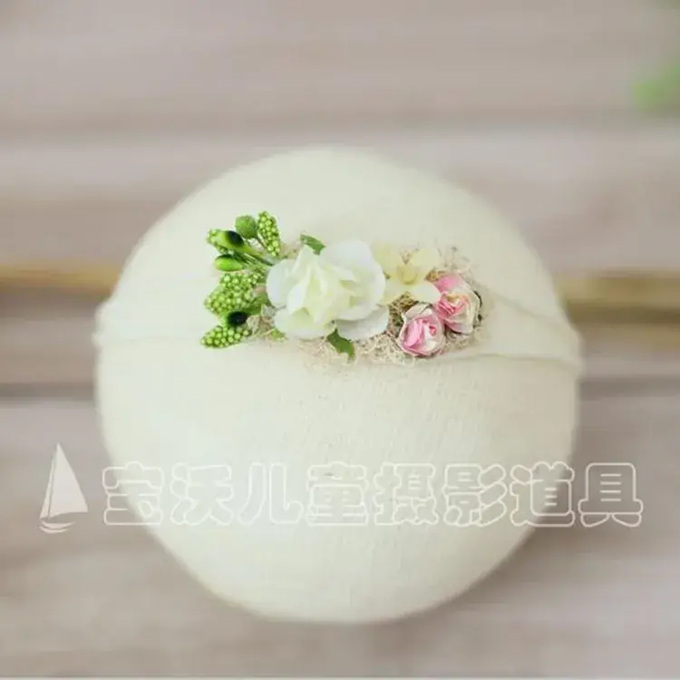 Newborn Baby Hair Band with Floral Embroidery - Image 2